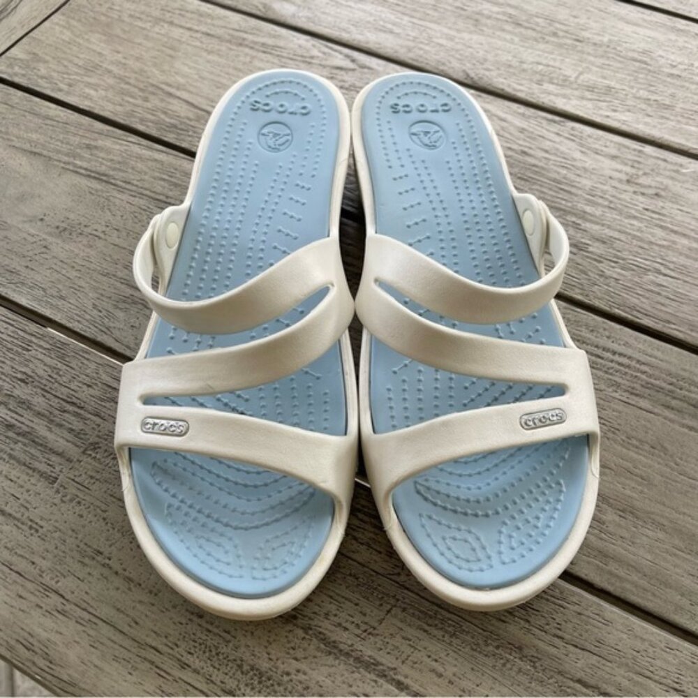 Crocs Patricia Pearl White Wedge Sandals Womens Size 9